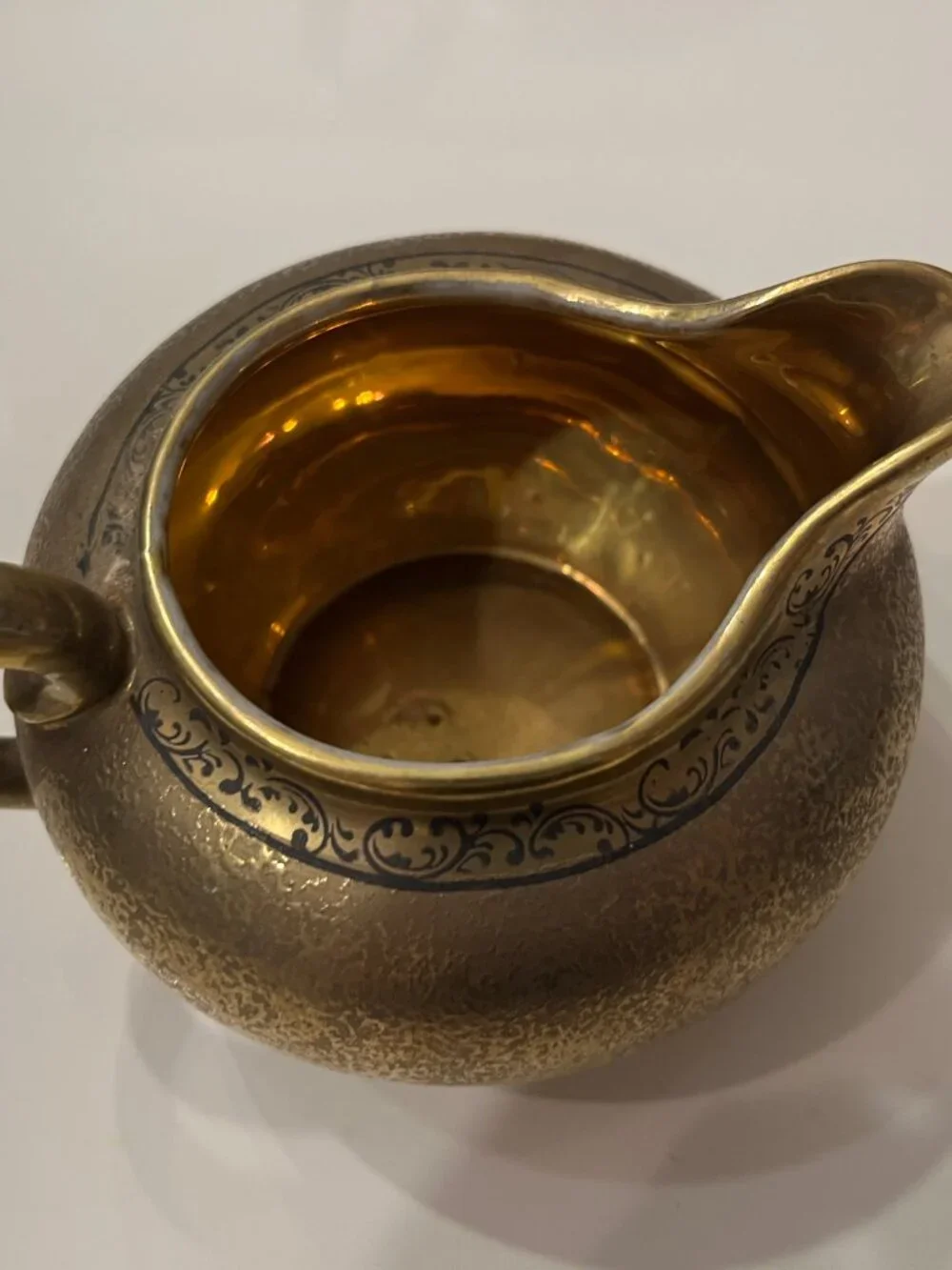 Vintage 3-Piece Japanese Encrusted Weeping Gold Porcelain Tea Set -